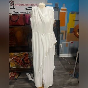 White jumpsuit with ruffle